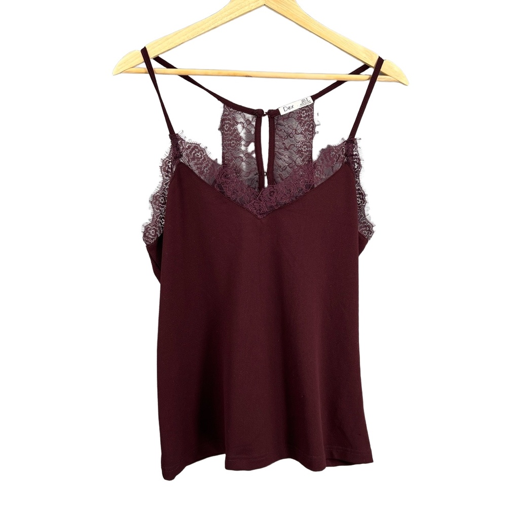 Burgundy Lace Trim Cami Romantic Dark Academia Going Out‎ Date Night Y2K Medium